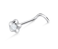 Stone Placed Flower Curved Nose Stud NSKB-778